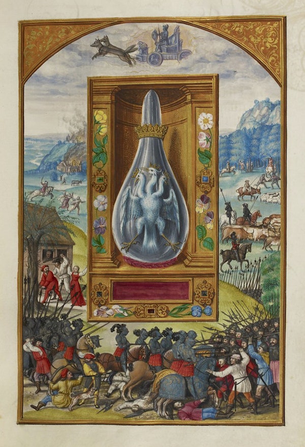 Robert Fludd style alchemical diagram showing a figure passing through a threshold from one vessel to another, a crossing that mirrors the shift this post is about.